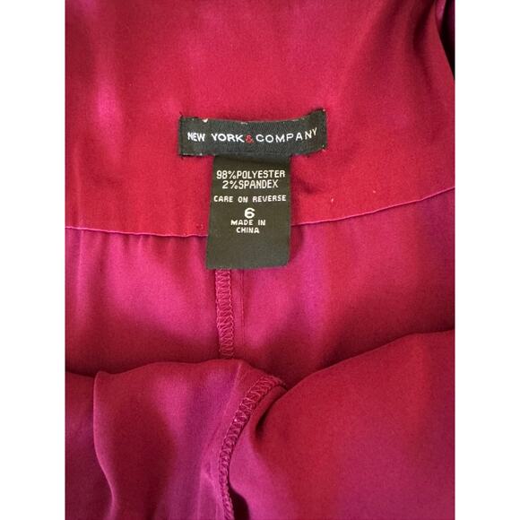 New York & Company Size 6 Women’s Magenta Satin Dress Fit & Flare Sleeveless - Picture 3 of 6